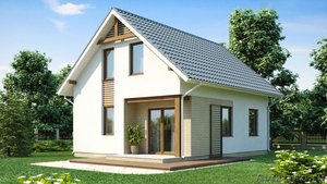 Дом с двускатной крышей, подходящий, также, для небольшого участка - Изображение #1, Объявление #902442